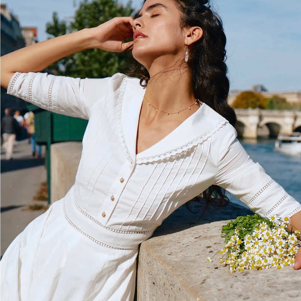 Simple Retro Fiona white dress